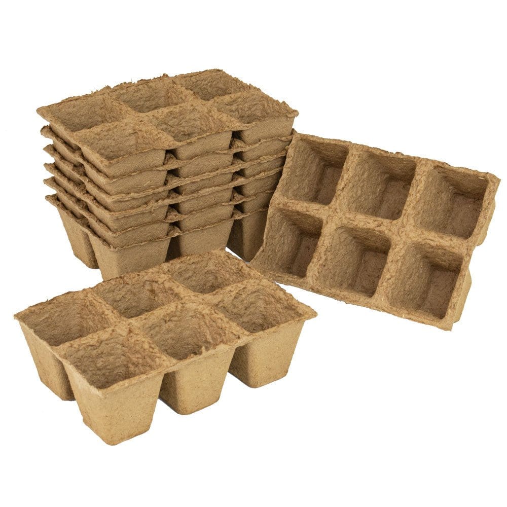 Firkantet fiberpottebakke 6 x 6 cm. 48 stk. (6 x 8 stk) - Blomsterverden